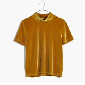 Madewell Velvet Mockneck Tee in Savannah Moss.